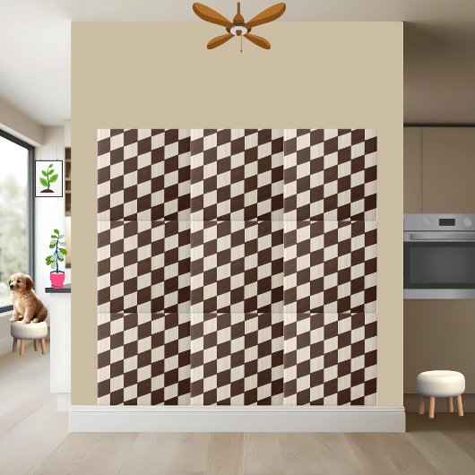 Veelzijdige geometrisch bruine en witte geruite Te Tegeltje