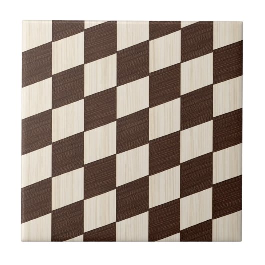Veelzijdige geometrisch bruine en witte geruite Te Tegeltje (Voorkant)