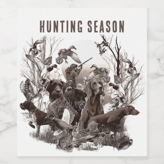 Veelzijdige jachthonden wijn etiket (Enkel label)