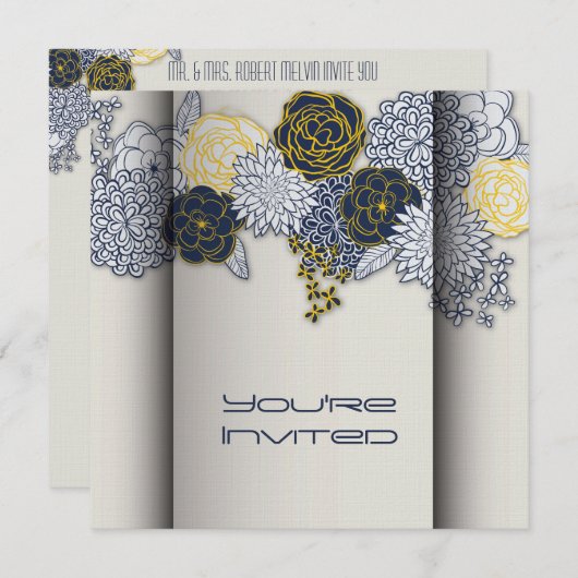 Veelzijdige marineslag en geelforenbruiloft kaart (Voorkant / Achterkant)