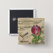 Veena Tulip  — Datablad Music Gepersonaliseerd Vierkante Button 5,1 Cm (Voorkant /achterkant)