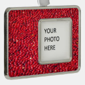 Veenbessen feestelijk rood verzilverd kader ornament (Rechts)