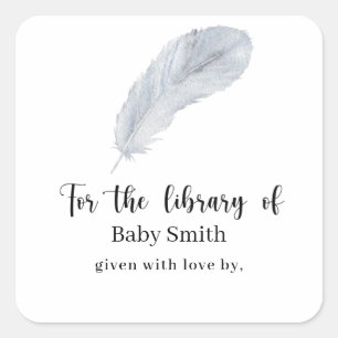 Veer - Baby Shower Bibliotheek Vierkante Sticker