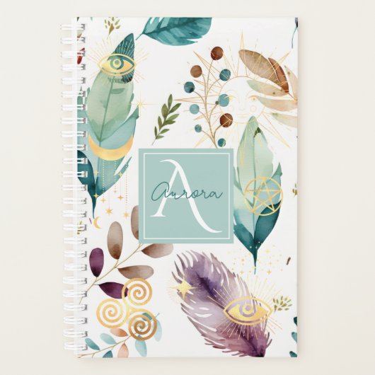 Veer bloemenpatroon monogram planner (Voorkant)