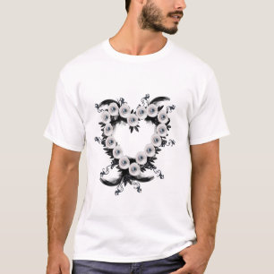 Veer en zwarte Pearl Heart Shape T-Shirt