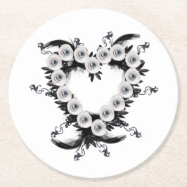 Veer- en Zwarte Pearl Heart-vorm Ronde Kartonnen Onderzetter