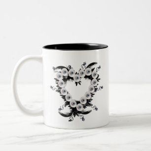 Veer- en Zwarte Pearl Heart-vorm Tweekleurige Koffiemok