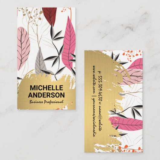Veer Modern Boho | Goud Geborsteld Visitekaartje (Voorkant / Achterkant)