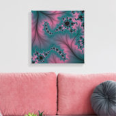 Veer over Kant Turquoise en Roze Canvas (Insitu (Woonkamer))