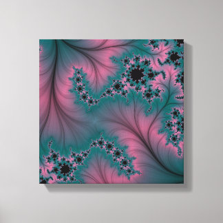 Veer over Kant Turquoise en Roze Canvas