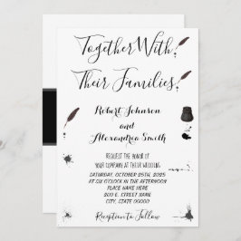 Veer Pen en Inkwell Wedding Kaart