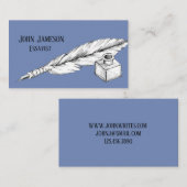  veer Quill Pen en Ink Well Visitekaartje (Voorkant / Achterkant)