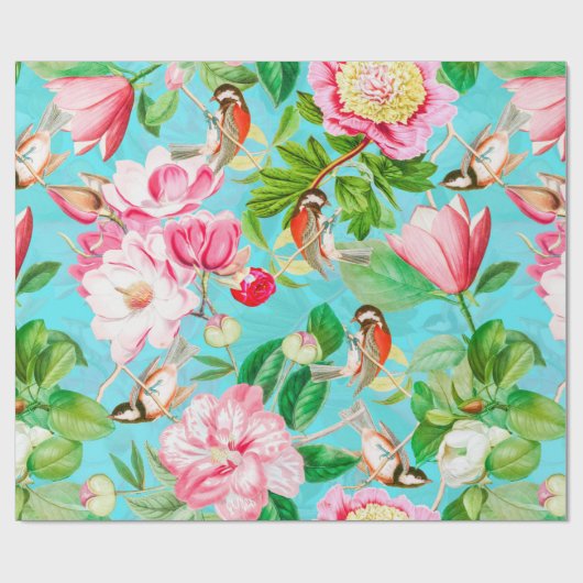 Veerbloemen, pinda's en insectenpatroon cadeaupapier (Vlak)