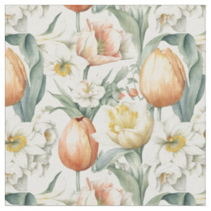 Veerbloemen Tulpen Daffodil Pattern Stof