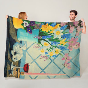 Veerbloemenbloemkool, lam van God/wijn/karton Fleece Deken