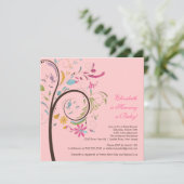 Veerbloemige Baby shower Kaart (Staand voorkant)