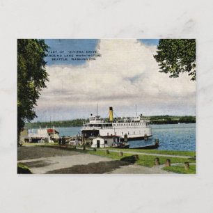 veerboot, meer van Washington, Vintage van Seattle Briefkaart