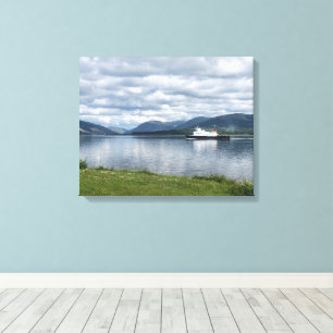 Veerboot varen naar Rothesay Bay, Isle of Bute op Canvas Afdruk