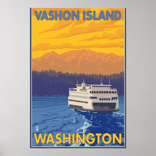 veerboten en bergen - Vashon Island Poster (Voorkant)