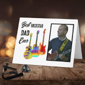Veerdaagse gitaar Papa Aangepaste foto Kaart