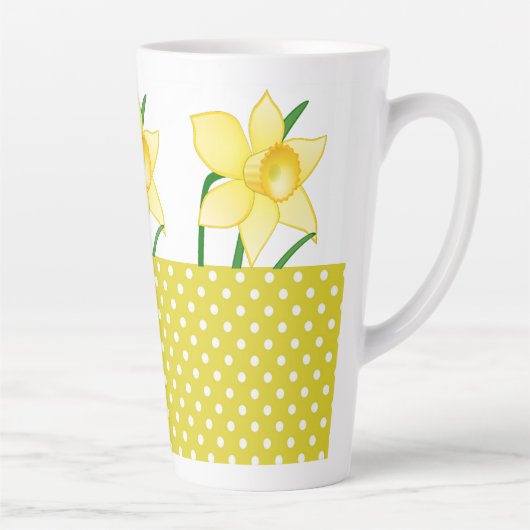 Veerdedilventilator met geel poka-Stippen Latte Mok (Rechts)