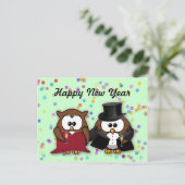 Veerjarige uil feestdagenkaart (Staand voorkant)