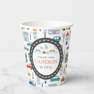 Veerjarige verjaardag van modern stadsvervoer papieren bekers