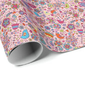 Veerpatroon met kleurrijke bloemen cadeaupapier (Rol Hoek)