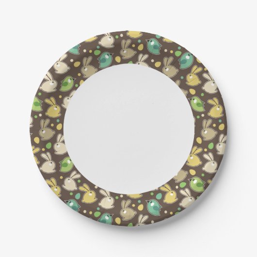 veerpatroon met oostereieren, vogels papieren bordje (Voorkant)