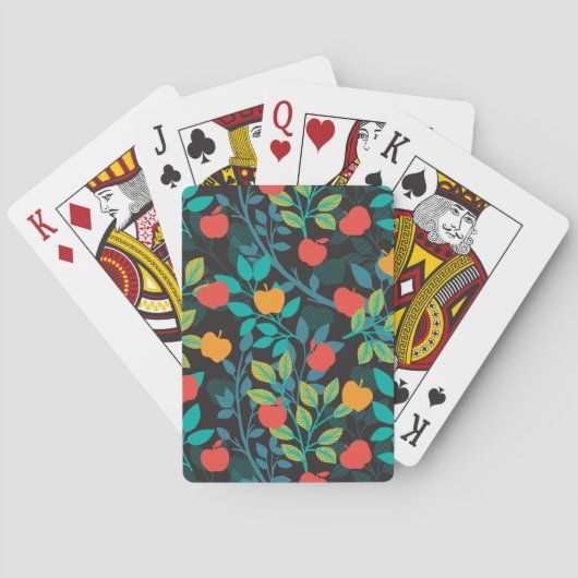 Veerrood en groene kleuren Apple Fruit Pattern II Pokerkaarten (Achterkant)
