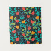Veerrood en groene kleuren Apple Fruit Pattern II Wandkleed (Voorkant)