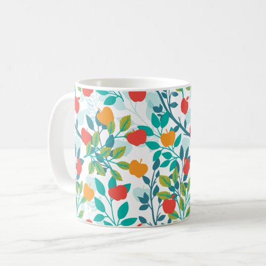 Veerrood en groene kleuren Apple Fruit Pattern Koffiemok (Voorkant links)