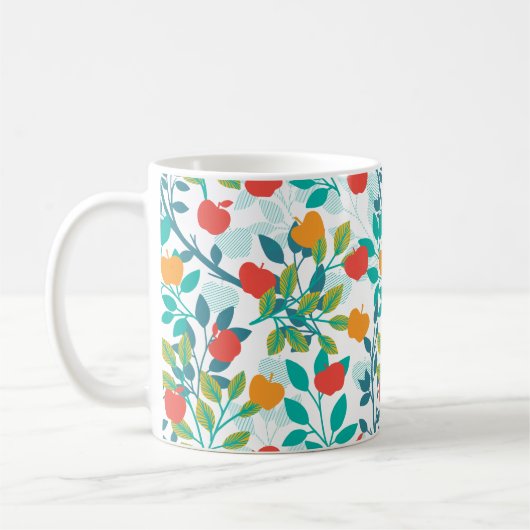 Veerrood en groene kleuren Apple Fruit Pattern Koffiemok (Links)