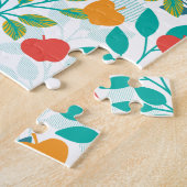 Veerrood en groene kleuren Apple Fruit Pattern Legpuzzel (Zijkant)