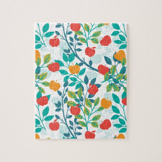 Veerrood en groene kleuren Apple Fruit Pattern Legpuzzel (Verticaal)
