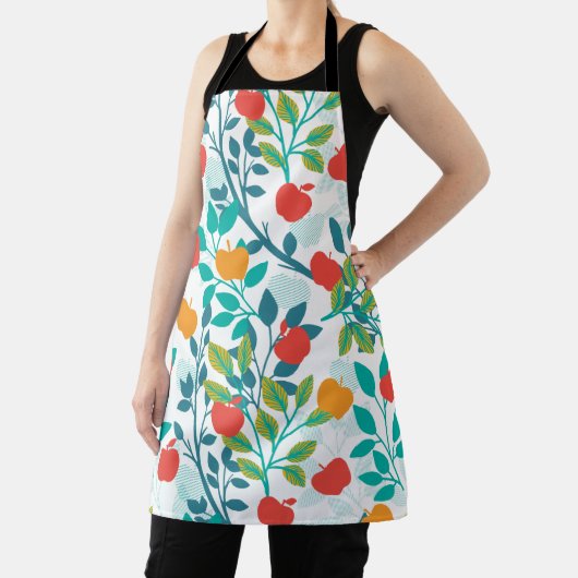 Veerrood en groene kleuren Apple Fruit Pattern Schort (Insitu)