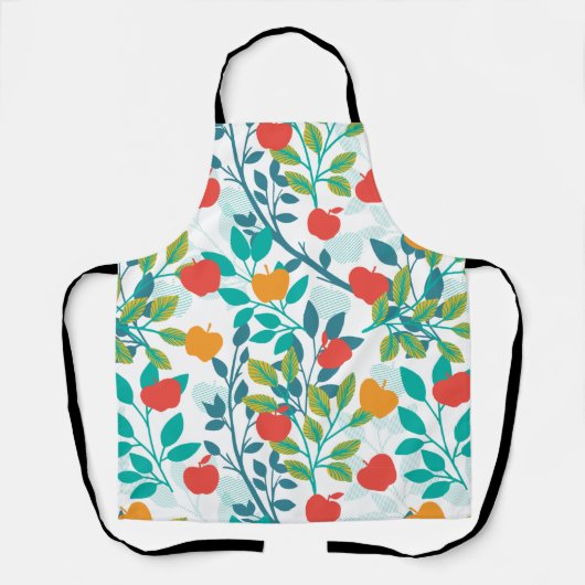 Veerrood en groene kleuren Apple Fruit Pattern Schort (Voorkant)