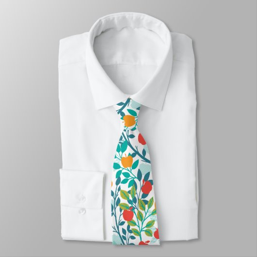 Veerrood en groene kleuren Apple Fruit Pattern Stropdas (Gebonden)