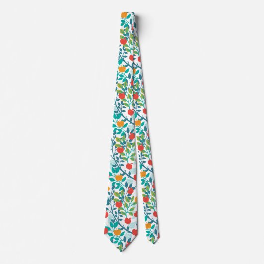 Veerrood en groene kleuren Apple Fruit Pattern Stropdas (Voorkant)