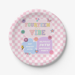 Veertien A Vibe Preppy Patch 14e verjaardagsfeest Papieren Bordje