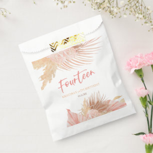 Veertien Boho Roze Bloemige 14e Verjaardagsfeestje Bedankzakje