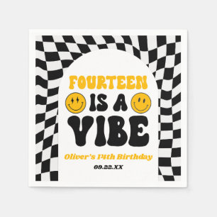 Veertien Is Een Vibe Retro 14e Verjaardagsfeestje Servet