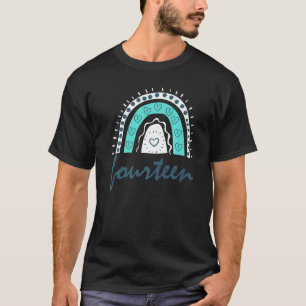 Veertien jaar oude regenboog 14e verjaardag voor m t-shirt