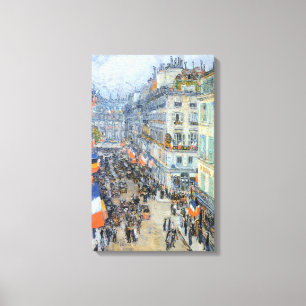 Veertien Juli, Rue Daunou door Childe Hassam Canvas Afdruk
