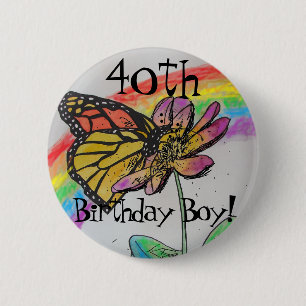 Veertiende verjaardag Jongen Mannen RegenboogMonar Ronde Button 5,7 Cm