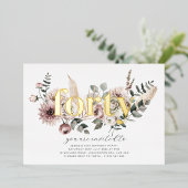 Veertig bloemen - 40e verjaardag - Goud Folie Uitnodiging (Staand Voorkant)