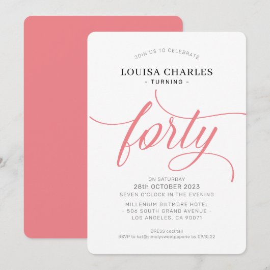 VEERTIG elegante verjaardag chic schrift modern ko Kaart (Voorkant / Achterkant)