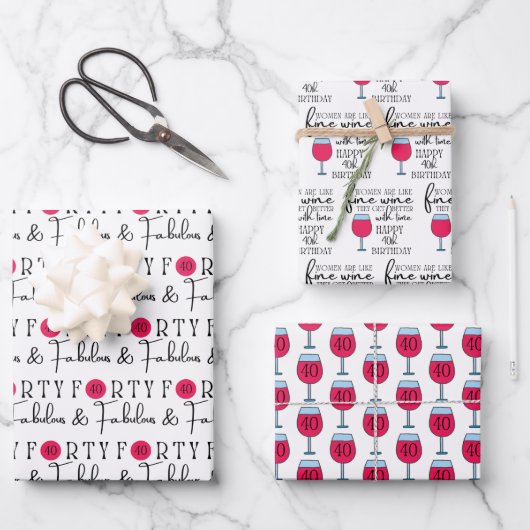 Veertig en Fabulous Birthday Wrapping Sheets Inpakpapier Vel (Voorkant)