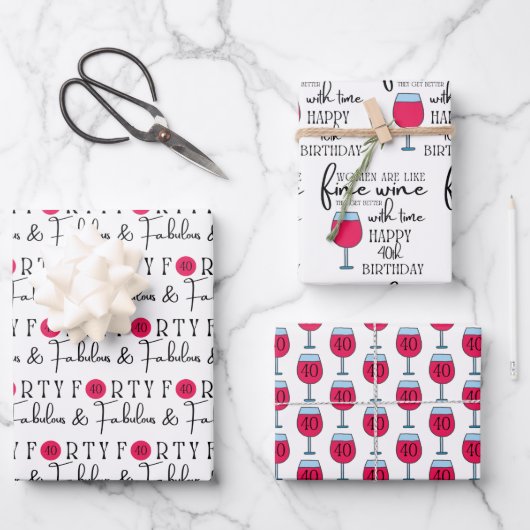 Veertig en Fabulous Birthday Wrapping Sheets Inpakpapier Vel (Voorkant)