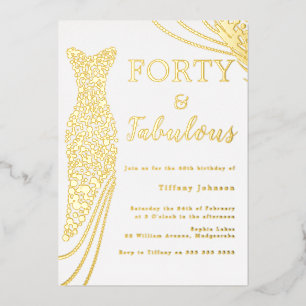 Veertig & Fabulous! Gouden folie jurk 40e verjaard Uitnodiging